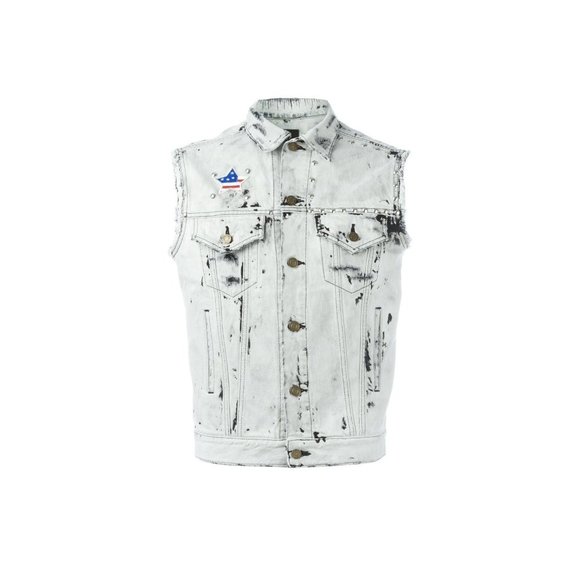 Saint Laurent Distressed Denim Gilet - Picture 1 of 9